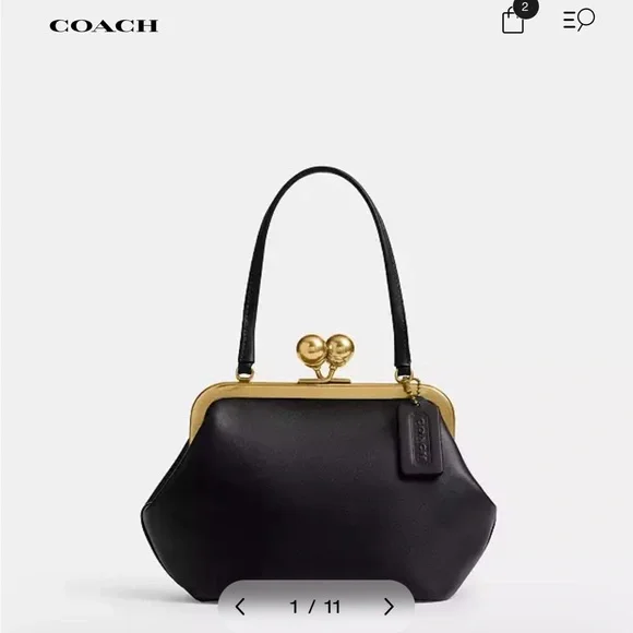 Coach Kisslock Frame Bag 16 in Black with Glovetanned Leather NWT - Picture 1 of 11